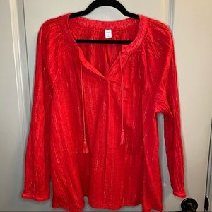 red and gold stripe top